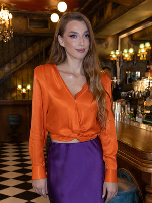 Debora Silk Orange Blouse