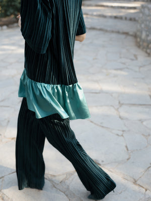 Fleur Velvet Green Set Top & Trousers