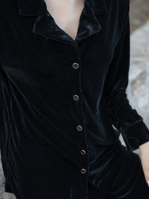 Fleur Velvet Black Blouse